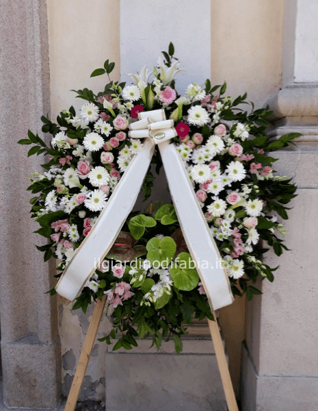 Corona funebre tonalità rosa